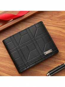 1pc Men's Plain Color Multi-Card Slots Simple Striped Fashion Versatile Mature Wallet, Suitable For Men's Daily Use, Chinese New Year, Valentine's Day Gift, Spring/Summer, Holiday Travel - Black - View 13