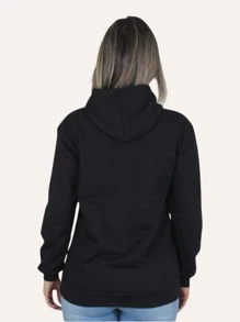 Women's Sweatshirt Kangaroo Flannel Cold Shirt TXC Pink Country - 黑色 - 查看 2