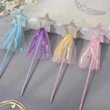 1 Set Princess Magical Star Wand With Sequin, Net Veil And Ribbon For Cosplay Party Decorations,Christmas - Multicolor - View 10