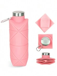 1PC 700ml High Temperature Portable  Foldable Square Silicone Water Cup, Easy To Store, Running, Cycling, Outdoor Sports Kettle, Spring And Summer Sports - Baby Pink - View 1