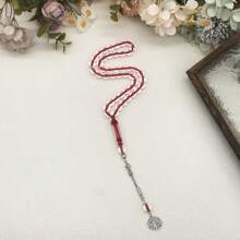 1pc Transparent Edged Acrylic Prayer Beads Bracelet, 45pcs, 10cm