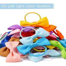 40 pièces Nœuds de cheveux multicolores de 2 pouces pour bébés filles. Mini accessoires de cheveux à rubans élastiques boutique pour enfants, tout-petits et bébés. Cadeau idéal pour la Saint-Valentin
