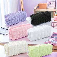 1pc Macaron Pencil Case Pen Bag Cosmetic Pouch Travel Cosmetic Kit Brush Holder Large Capacity Organizer Portable Soft Toiletry Organizer Pencil Holder Storage Bag,Back To School,School Supplies,Pencil Pouch,School Bag