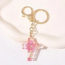 1 件女士个性化干花十字架钥匙扣基督教可爱钥匙链环钱包背包吊饰汽车装饰耳塞套配件女士汽车配件包饰背包学校字母哥特 Y2k 万圣节配件教师节圣诞礼物创意 - 彩色 - 查看 10