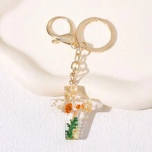 1 件女士个性化干花十字架钥匙扣基督教可爱钥匙链环钱包背包吊饰汽车装饰耳塞套配件女士汽车配件包饰背包学校字母哥特 Y2k 万圣节配件教师节圣诞礼物创意 - 彩色 - 查看 6