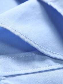 Men's Long Sleeve Solid Color Oxford Button-Up Shirt - Blue - View 7