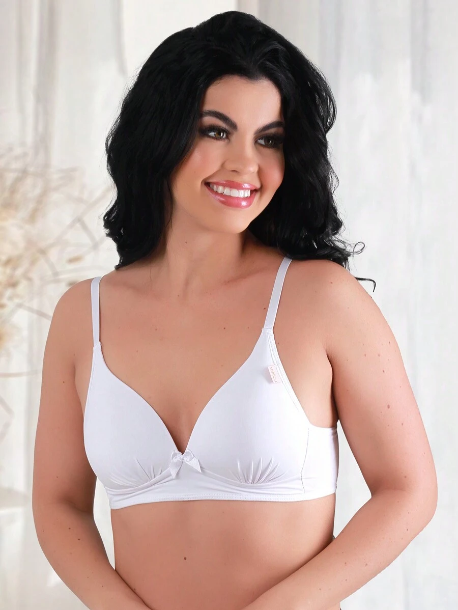 Bra With Basic Soft Cup Without Comfortable Wirefree Polyamide With Adjustable Strap REF: 1080 - 白色 - 查看 1