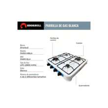 Parrilla Estufa Mesa Gas 4 Quemadores Acero Blanca Shorbull - Blanco - Ver 5
