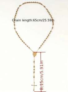 1 cái/2 cái/6 cái/12 cái Dây chuyền thép không gỉ tôn giáo Thiên chúa giáo dành cho phụ nữ Đức mẹ đồng trinh Chúa Jesus Mặt dây chuyền hạt dài Chuỗi trang sức thời trang - Vàng - Xem 5