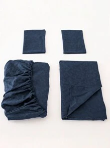 Brocado de fénix Juego de Sabanas, Sabanas Matrimoniales, 4 Piezas, 3000 Hilos, Cómodas y Frescas, Calidad de Lujo, Hipoalergénicas,  Suave, Ligera (1 Forro,1 Sábana, 2 Fundas) - Azul Marino - Ver 10