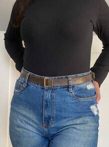 Kit 4 Cintos Feminino Fivela Birken Metalizada Dourada Em Couro Sintético Minimalista