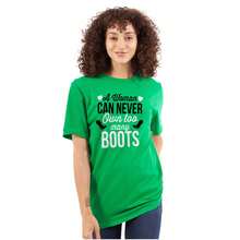 Country Girl Womens Graphic Tee Shirt Cute Southern Saying Western Quote A Woman Can Never Own Too Many Boots Ladies Casual Fashion Cotton Printed Short Sleeve Crewneck Tshirt - Irish Green - View 1