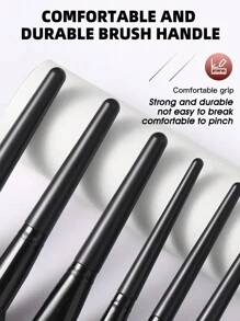36pcs Makeup Brush Set, Including: 1 Multi-Functional Waterproof Zipper Makeup Bag + 25pcs Makeup Brushes + 3pcs Makeup Sponges + 3pcs Triangle Powder Puffs + 3pcs Mini Air Cushion Puffs + 1pc Makeup Brush Cleaning Tool - Black - View 4