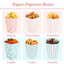 Paquete de 36, bolsas de palomitas de maíz, caja de embalaje, bolsas de palomitas de maíz pequeñas rosa y azul, bolsa de papel para fiesta, suministros para pequeños negocios,  contenedores de bocadillos y dulces, rayas, lunares, ondulado, bolsas de palomitas de maíz para noche de cine, fiesta de cumpleaños, Navidad, regalos para fiestas - Multicolor - Ver 2