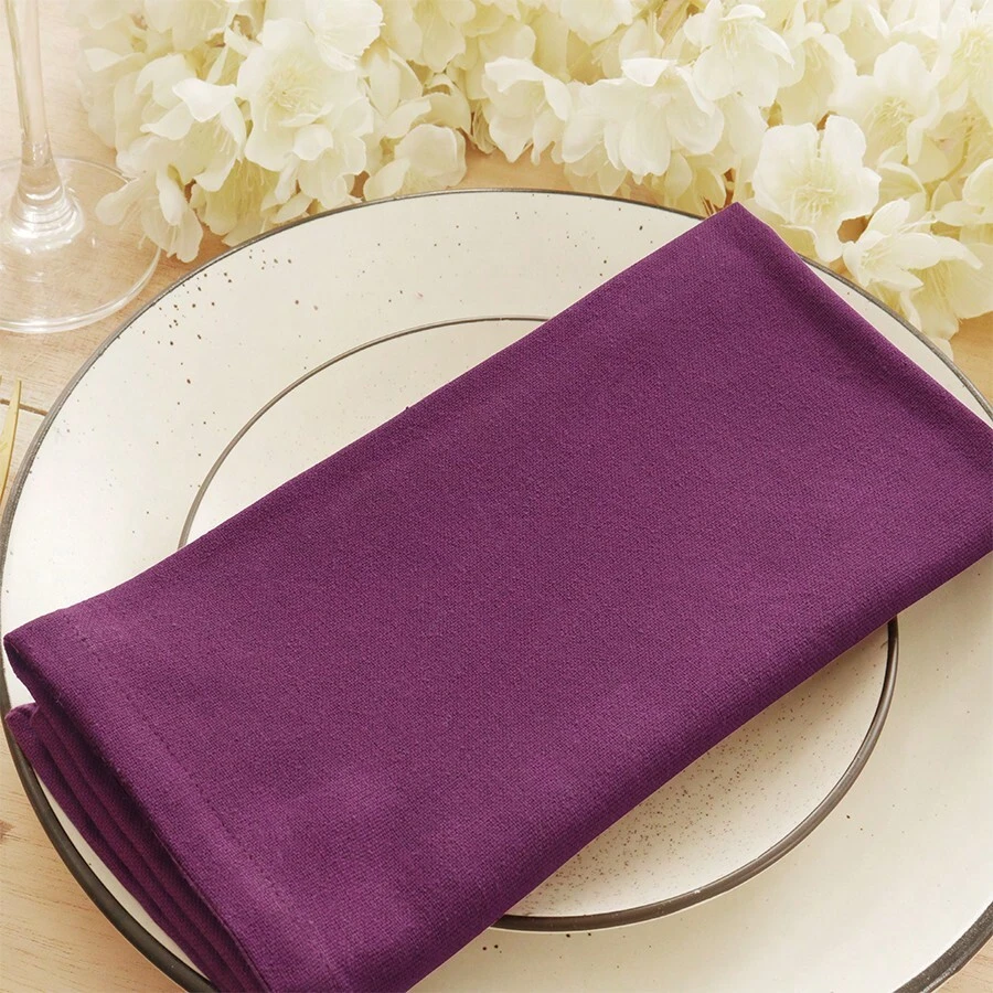 12pcs Solid Color Cloth Napkins, Washable Cotton Table Napkin For Household Dining Fall Autumn Decor Wedding Hotel 45*45cm - 紫色 - 查看 1
