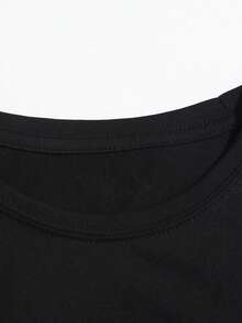 Camiseta de mujer con patrón personalizado, cumpleaños/Día de San Valentín/Día del Padre/Fiesta/Aniversario/Personalización de patrón casual negro - Negro - Ver 5