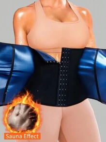 女士健身瑜伽束腰带 - 三排拉链束腰带，吸汗塑形腰部收紧带 - 黑色 - 查看 13