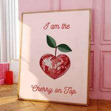 1 件 I Am The Cherry On Top - 迪斯科心樱桃海报 - 有趣而时髦的墙壁艺术 - 家庭厨房装饰艺术 - 客厅、卧室帆布墙壁装饰 - 彩色 - 查看 1