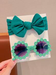 2 pièces/set Nouveaux serre-tête mignon à nœud papillon de couleurs unies pour filles. Accessoires de cheveux enfants cadre fleur lunettes de mode. Seule la carte est montrée, pas d'expédition