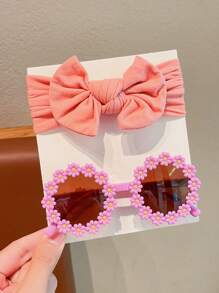 2 pièces/set Nouveaux serre-tête mignon à nœud papillon de couleurs unies pour filles. Accessoires de cheveux enfants cadre fleur lunettes de mode. Seule la carte est montrée, pas d'expédition