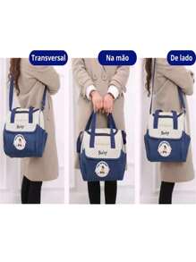 Polka Dot Pattern Diaper Bag 5 Pieces - 淺藍色 - 查看 6