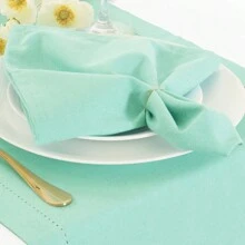 12pcs Solid Color Cloth Napkins, Washable Cotton Table Napkin For Household Dining Fall Autumn Decor Wedding Hotel 45*45cm - 綠松石 - 查看 3