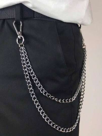 1pc Simple Casual Pants Chain Decoration For Women Summer, School Fall, Autumn, Halloween