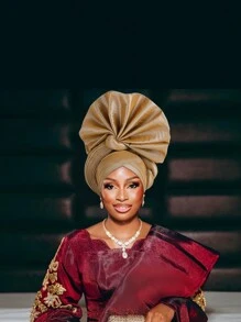 Nigerian Women's Hat Aso Oke Handmade Folding Fan Layered African Hat Topper Cap, Auto Gel Headwear, Suitable For Weddings, Parties, And Other Festivals, Adjustable Sleep Bonnet - Nigerian Turban Hat - View 10