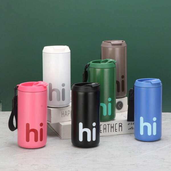 New Stylish 500ml/16.9oz Stainless Steel Rope Handle Travel Mug, Portable Insulated Coffee Cup For Men And Women, Car Cup Water Bottle Back To School