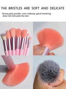 13pcs Pink Portable Makeup Brushes Set For Blush, Eyeshadow And Full Face Cosmetic Tool Kit,Brush Set,Makeup Brush Kit,Make Up Brush Set,Make Up Set Complete,Makeup Brush Set,Complete Makeup Kit,Brush Kit,Brushes Makeup Set,Makeup Gift Set - Pink - View 3