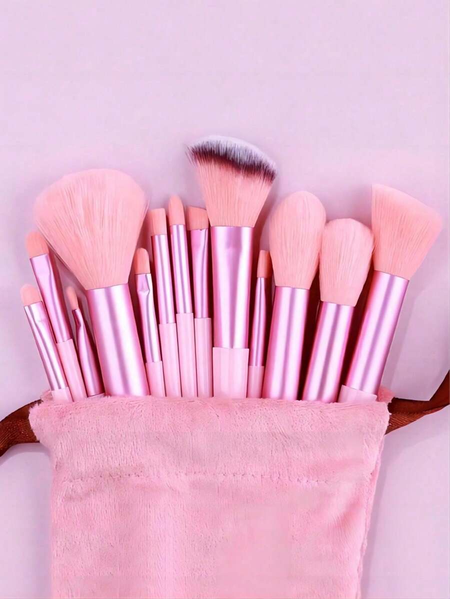 13pcs Pink Portable Makeup Brushes Set For Blush, Eyeshadow And Full Face Cosmetic Tool Kit,Brush Set,Makeup Brush Kit,Make Up Brush Set,Make Up Set Complete,Makeup Brush Set,Complete Makeup Kit,Brush Kit,Brushes Makeup Set,Makeup Gift Set - Pink - View 1
