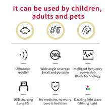 Ultrasonic Flea And Tick Repeller With LED Light Portable USB Charging Insect Repellent For Cats And Dogs Pet Supplies(Black) - Multicolor - View 5