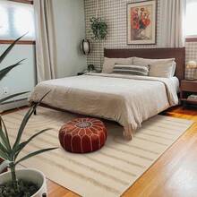 Washable 5x8 Area Rugs, Tan Tufted Rainbow Living Room Rugs, Cotton Braided Bedroom Rug With Tassel, Boho Patio Rug Farmhouse Rugs, Floor Carpet For Playroom/Nursery/Classroom - 譚 - 查看 2