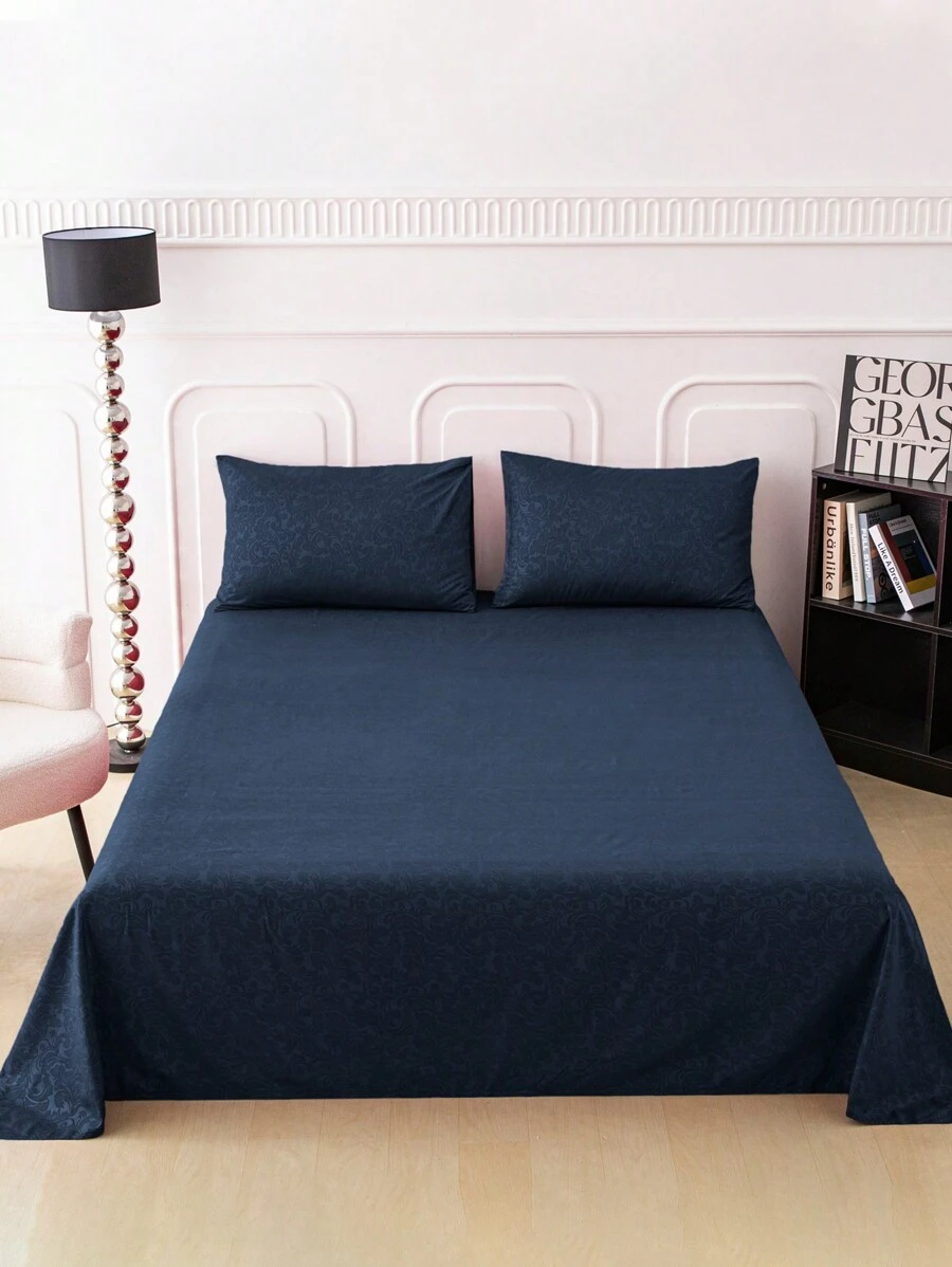 Brocado de fénix Juego de Sabanas, Sabanas Matrimoniales, 4 Piezas, 3000 Hilos, Cómodas y Frescas, Calidad de Lujo, Hipoalergénicas,  Suave, Ligera (1 Forro,1 Sábana, 2 Fundas) - Azul Marino - Ver 1