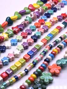 10Pcs A Bag Ceramic Beads Heat Flower Shells Starfish Elephant Shape For Jewelry Making DIY Accessories Valentines