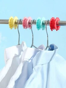1/5pcs/Pack Silicone Colored Clothesline Clips With Ties, Windproof Hanger Clamps For Drying Rack, Clothes Drying Prevent Wind Blown Off Non-Slip Fixing Clips (Random Color) - 5pcs/pack - View 3
