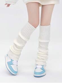 1 Pair Children Vertical Striped Leg Warmers, Casual Wear - White - View 3