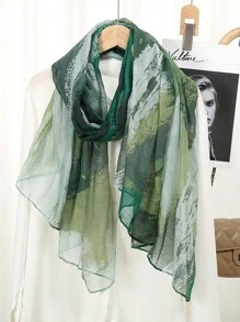 1pc Balinese Style Printed Shawl, Thin Scarf With Graffiti Design - A - View 8