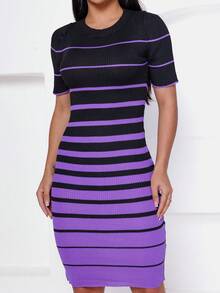 Noble Denim Look Women Midi Dresses - 黑色 - 查看 4