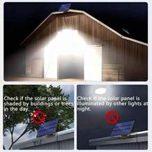 1/2 包 348LED 户外太阳能壁灯，带 5 米电缆的运动传感器安全灯，3 种模式太阳能壁灯，3 头安全泛光灯带遥控器，IP65 防水，适用于户外花园庭院/游泳池/阳台/车库/太阳能 - 冷白 - 查看 5