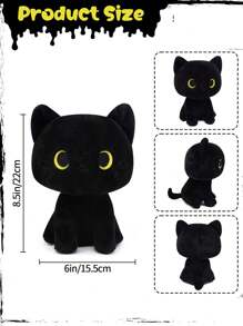 黑猫毛绒玩具可爱黑猫填充动物卡哇伊黑猫毛绒玩具创意柔软填充猫咪毛绒玩具适合儿童男孩女孩生日 - 彩色 - 查看 3