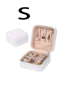 1 件大容量珠宝盒，便携式珠宝收纳盒，迷你珠宝收纳盒，珠宝展示盒，多功能收纳盒，具有防尘和抗氧化功能，适用于戒指、耳环、项链、口红、手表、手链、胸针、发夹、眼影盘，是送给女性、女孩、朋友和家人的绝佳礼物