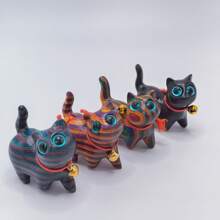 1pc Handmade Wooden Carving Bell Cat Figurine, Home Decor, Office Desk Ornament, Cute Kitty, Gift For Cat Lovers,Home Decor,Kitchen Decor Decor,Room Decor,Christmas Decor,Party Decor,Decorative Crafts,Desk Ornaments,Table Decorative Ornaments,Party Gift Decorations,Christmas Decorations,Christmas Gift.