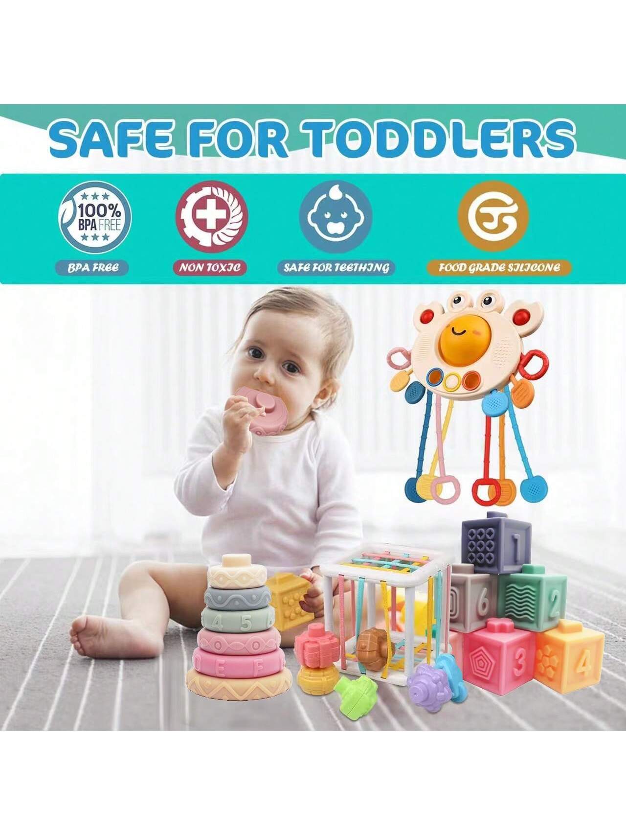 ألعاب أطفال مونتيسوري - طقم هدايا لعب الرضع 5 في 1...