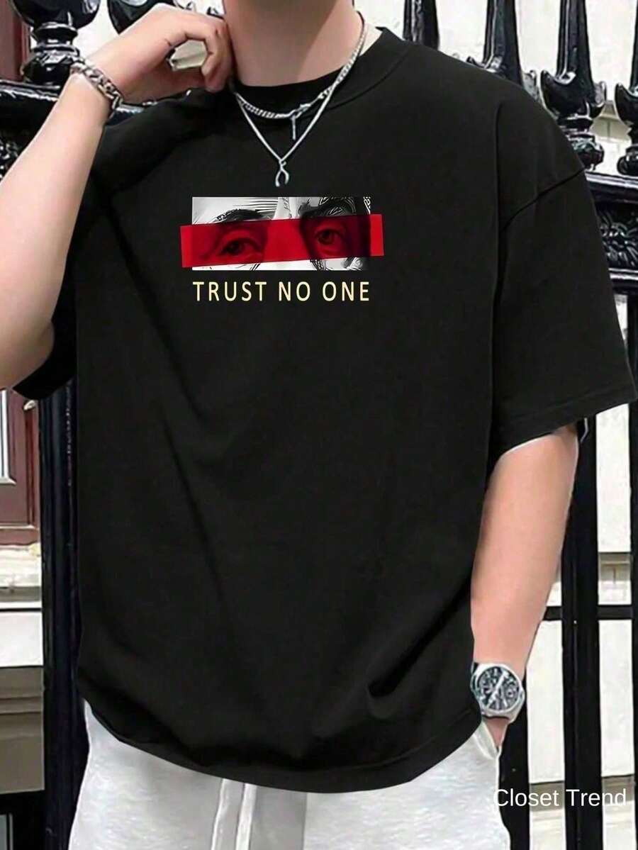 Trust No One Men's T-Shirt Premium 100% Cotton Shirt - màu đen - Xem 1