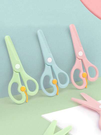 1pc Colorful Handmade Plastic Scissors, For Paper Cutting, Crafts, School Supplies, Back To School Season