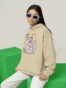 Blouse Sweatshirt Bubble Strawberry Milk CANGURU 2372 FLUXOGEEK - 卡其色 - 查看 6