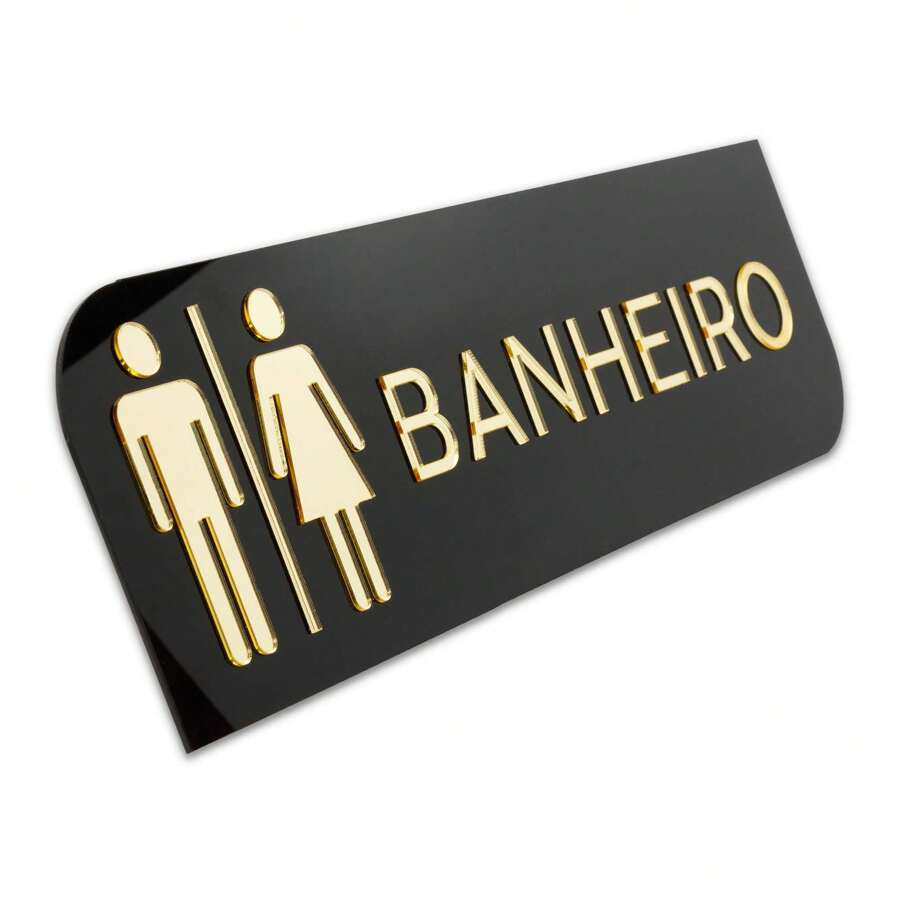 Bathroom Sign Board - Màu đen với vàng - Xem 1