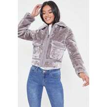 Women's Winter Faux Fur Jacket - Mauve - View 9