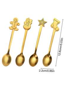 Zestaw świątecznych łyżeczek i widelców do kawy (4/6 szt.), łyżeczki do kawy, łyżki i widelce ze stali nierdzewnej, prezenty świąteczne dla dzieci w pudełku prezentowym do mieszania kawy, herbaty, zupy, cukru, deseru, przypraw, lodów (zestaw prezentowy)